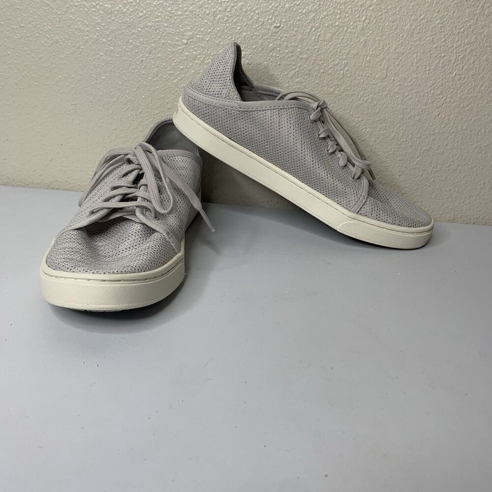 OluKai Pehuea Li Shoes Women's Sz 7.5 Gray Mesh Lace Up Comfort Casual Sneakers